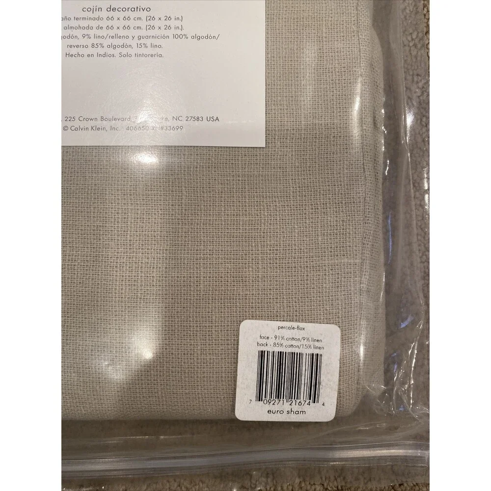 New Calvin Klein Home European Sham Percale flax